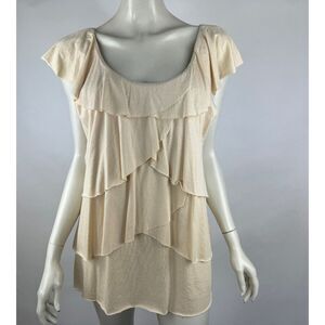 Cabi 321 Ruffle Tank Top Women XL NWT Lined Sleeveless Round Neck Stretch Cotton